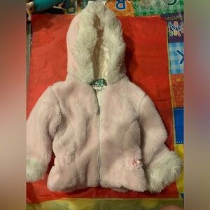 Fun Fur by Skyline, Girls Pink Faux Fur Hood Jacket, Spring Coat, Sz: 2T